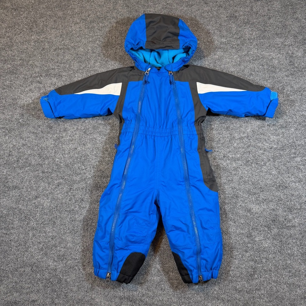 REI 18 Months Timber Mountain Blue Snowsuit Fleece‎ Lined Full Zip Up Hooded